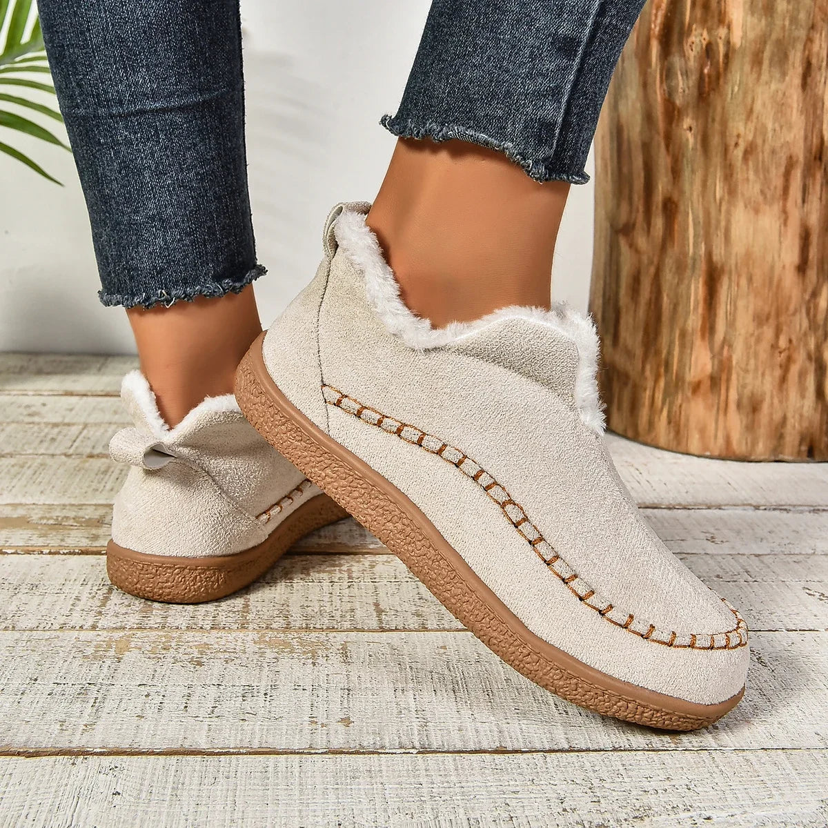 Warme Slip-On Enkellaarsjes voor Vrouwen